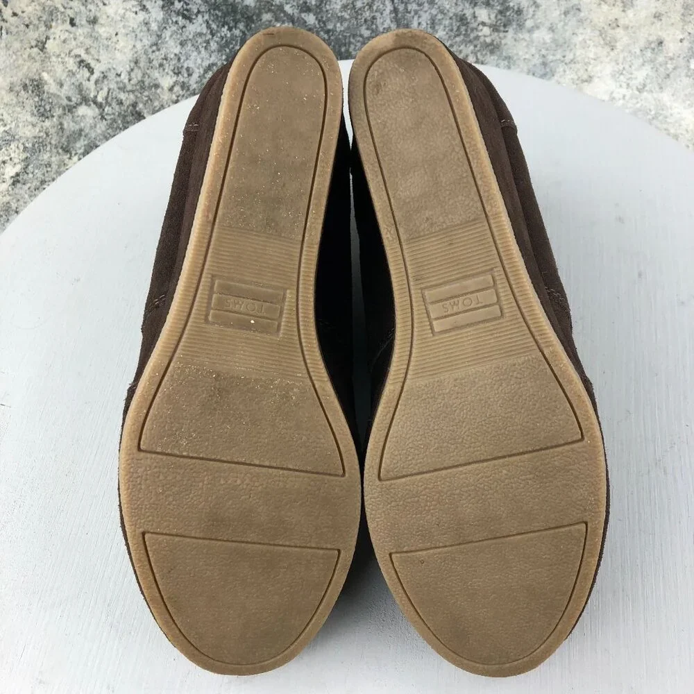 Toms Women's Size 8 Desert Brown Suede Wedge High Heel Lace-Up Ankle Booties